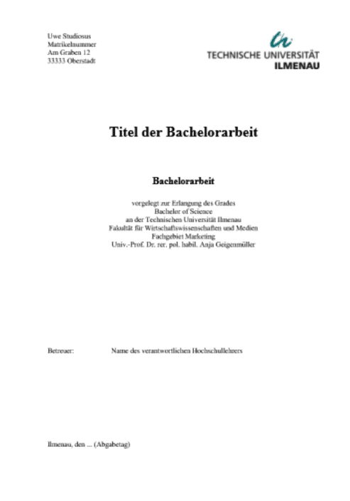 DECKBLATT BACHELORARBEIT | Beispiele, Muster + viele Tipps